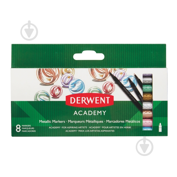 Набір маркерів Derwent Academy Metallic Markers 8 шт. 98212 різнокольоровий - фото 1