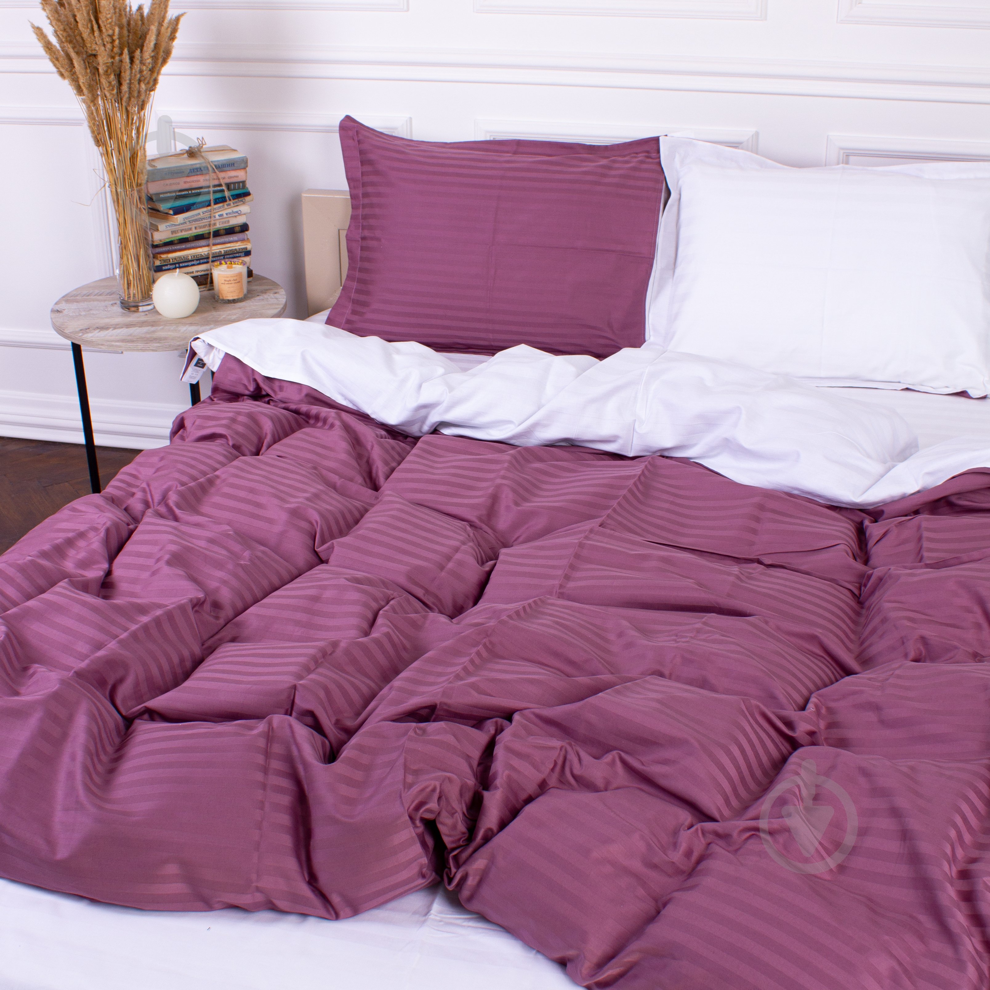 Комплект постельного белья Satin Stripe 30-0008+30-0001 Bethseda 2х143х210 см темно-розовый/белый MirSon - фото 3 Комплект постельного белья Satin Stripe 30-0008+30-0001 Bethseda 2х143х210 см темно-розовый/белый MirSon - фото 3