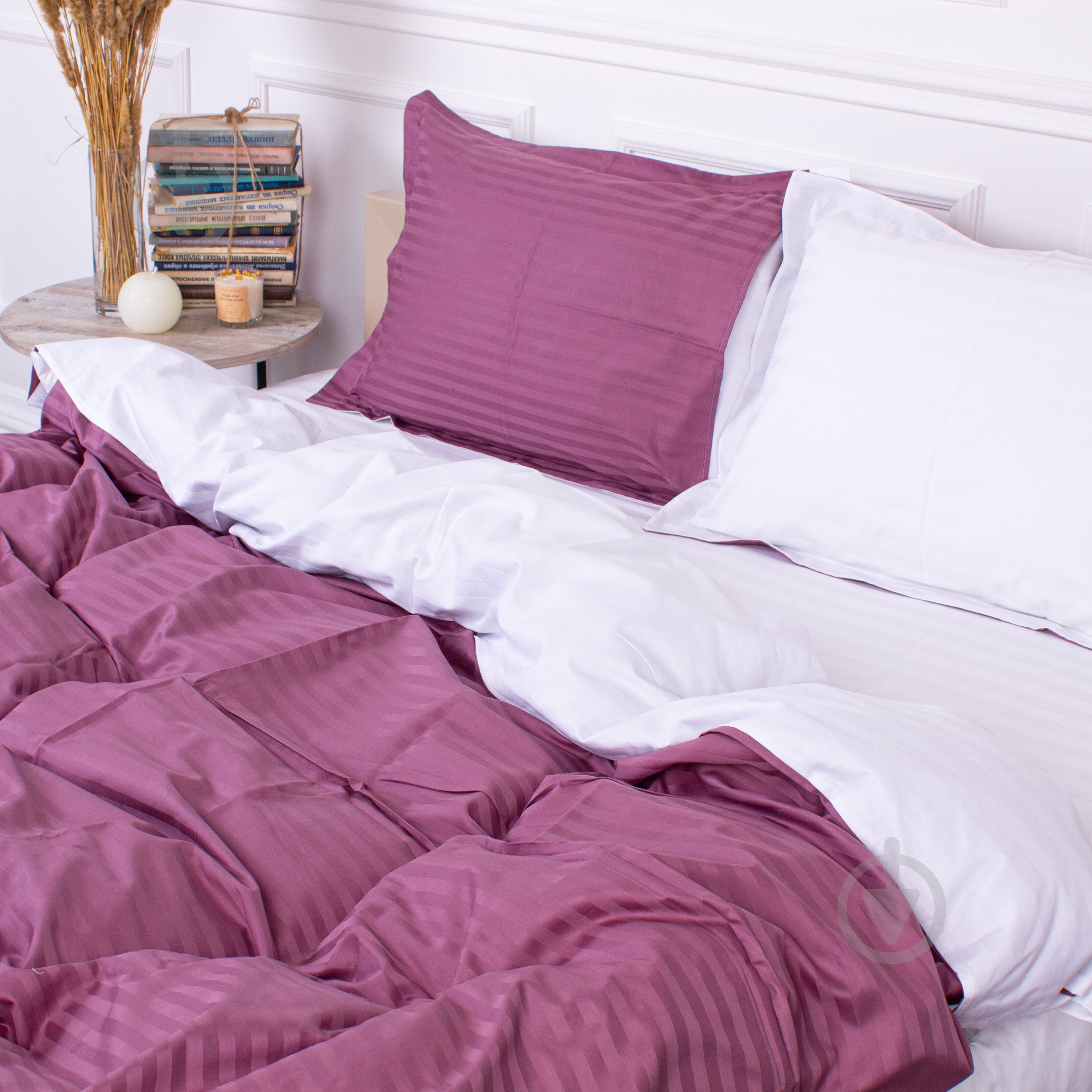 Комплект постельного белья Satin Stripe 30-0008+30-0001 Bethseda 2х143х210 см темно-розовый/белый MirSon - фото 4 Комплект постельного белья Satin Stripe 30-0008+30-0001 Bethseda 2х143х210 см темно-розовый/белый MirSon - фото 4