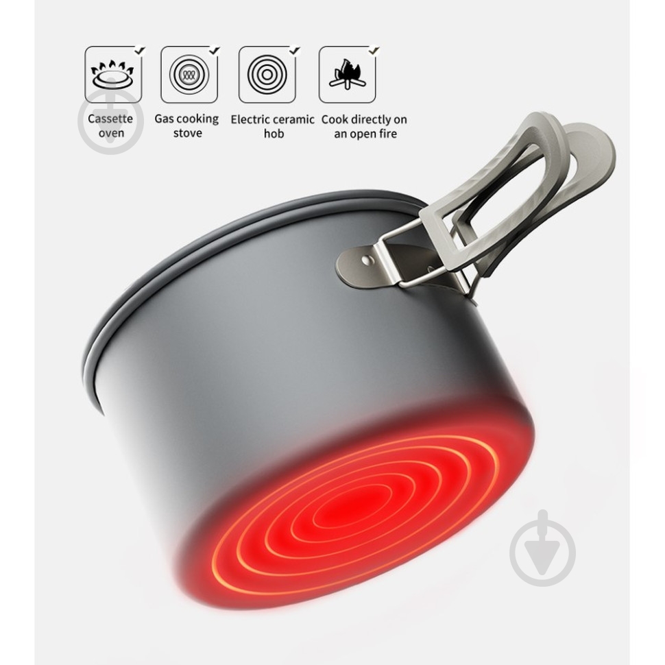 Каструля Naturehike 1,7 л CNK2450CF010, алюміній - фото 3 Каструля Naturehike 1,7 л CNK2450CF010, алюміній - фото 3