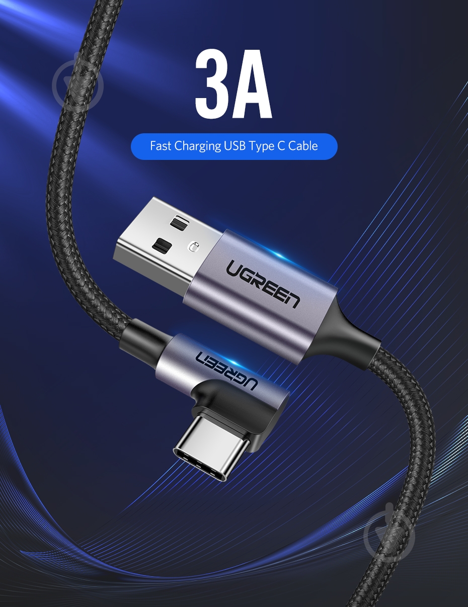 Usb Metal Shell ᐉ Кабель UGREEN US284 USB 2.0 to Angled USB Type-C Cable Aluminum Shell ...