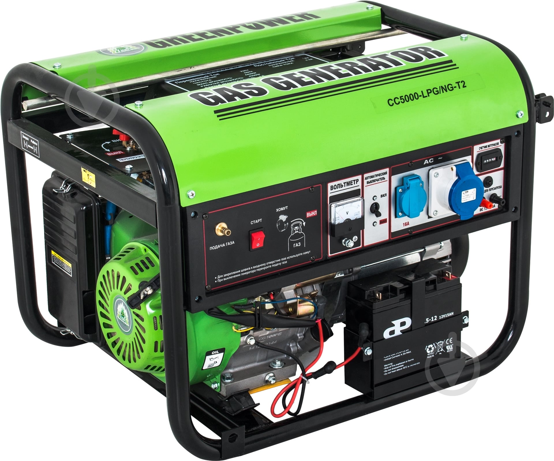 Генератор комбинированный Green Power CC5000 4,2 кВт / 4,7 кВт 230 В LPG/NG-Т2 - фото 1
