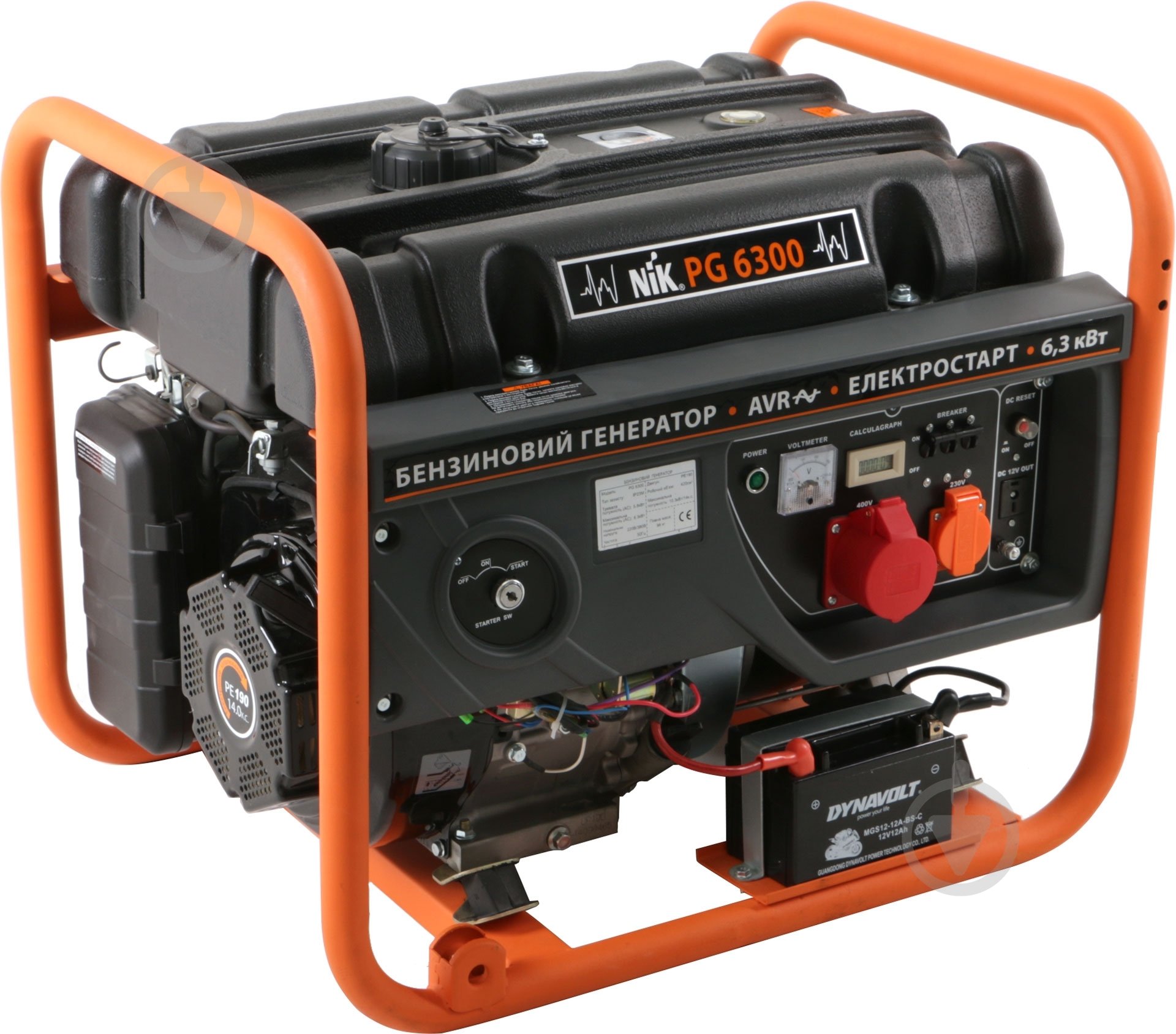 Генератор бензиновий NIK 5,5 кВт / 6,3 кВт 380 В PG 6300 - фото 2