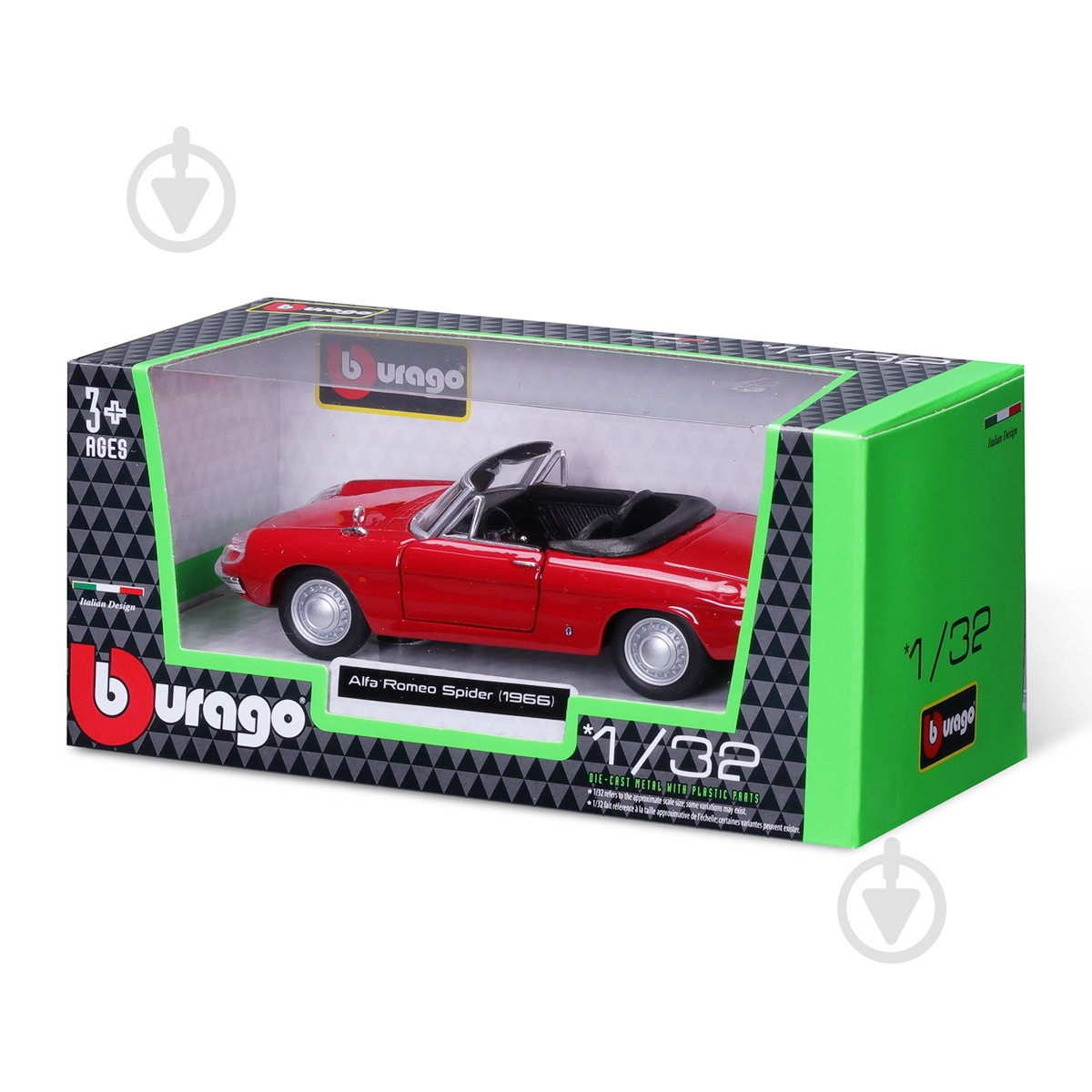 Машинка Bburago 1:32 Автомодель – Alfa Romeo Spider 1966 18-43047 - фото 3