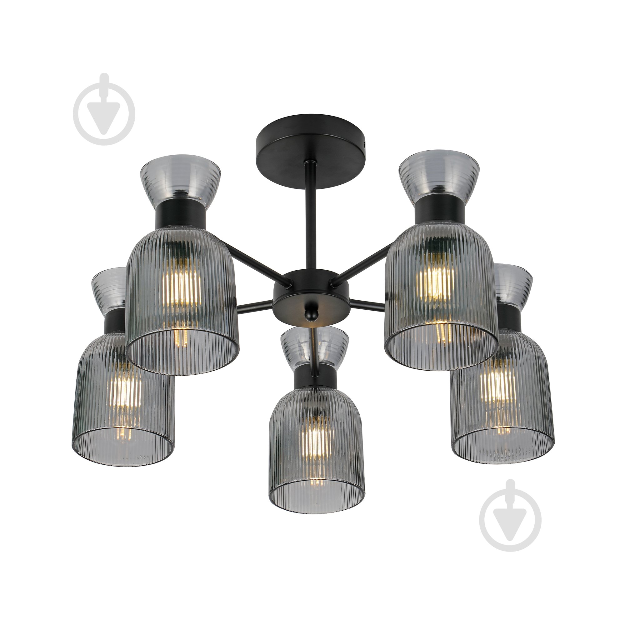 Люстра Miorro Viola 30х330 мм метал/скло 5x40 Вт E14 чорний 51-311-119 - фото 1