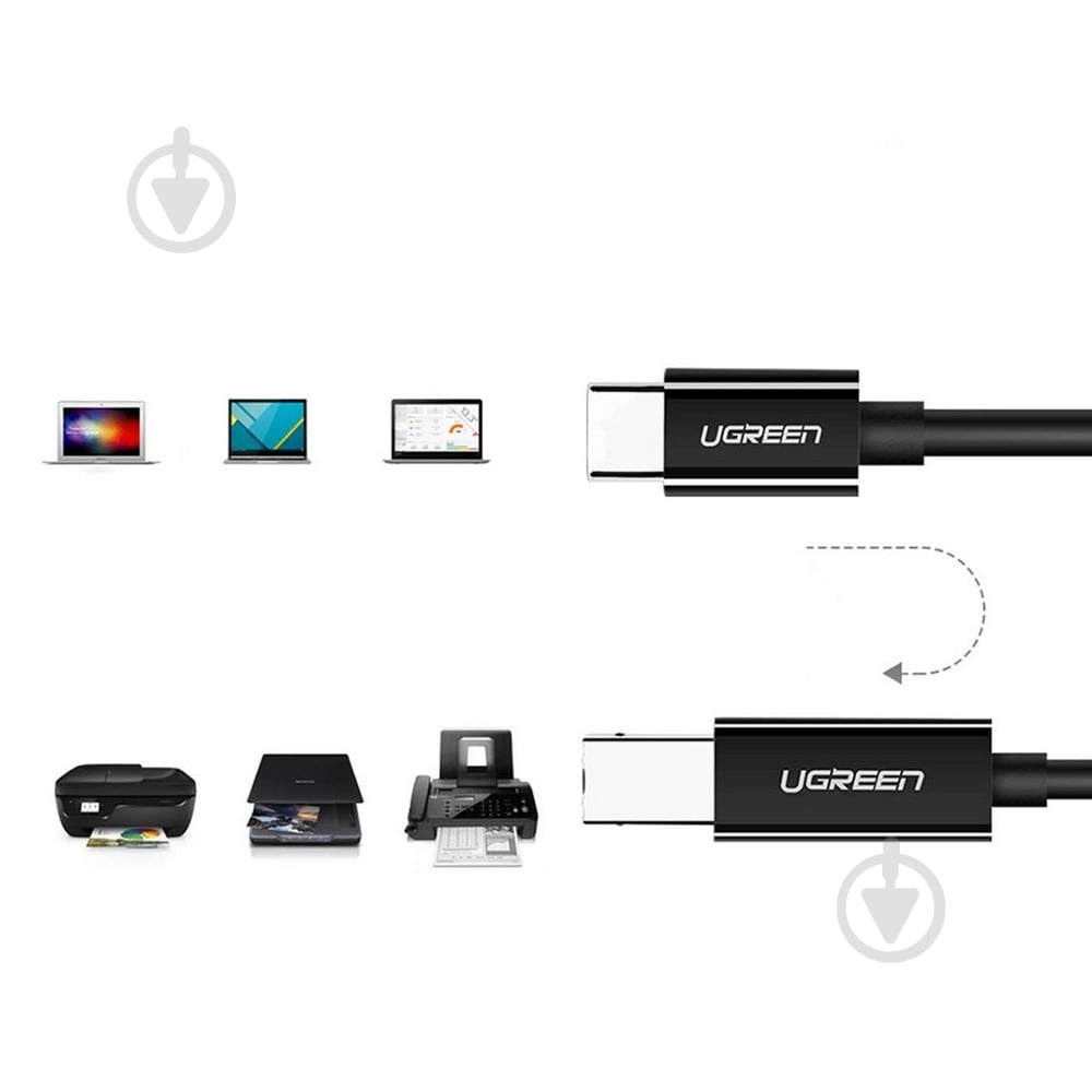 Кабель UGREEN US241 USB-C 2.0 to USB-B 2.0 Print Cable 2 м black (50446) - фото 3 Кабель UGREEN US241 USB-C 2.0 to USB-B 2.0 Print Cable 2 м black (50446) - фото 3