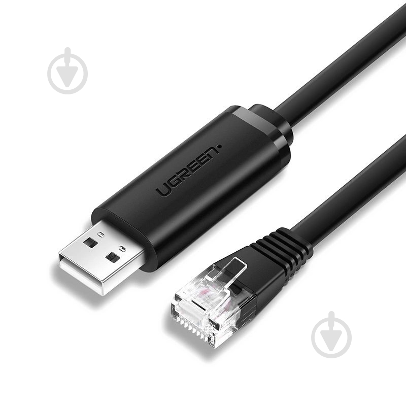 Дата-кабель UGREEN CM204 USB-A to RJ45 Console Cable 1 м черный (50773) - фото 1