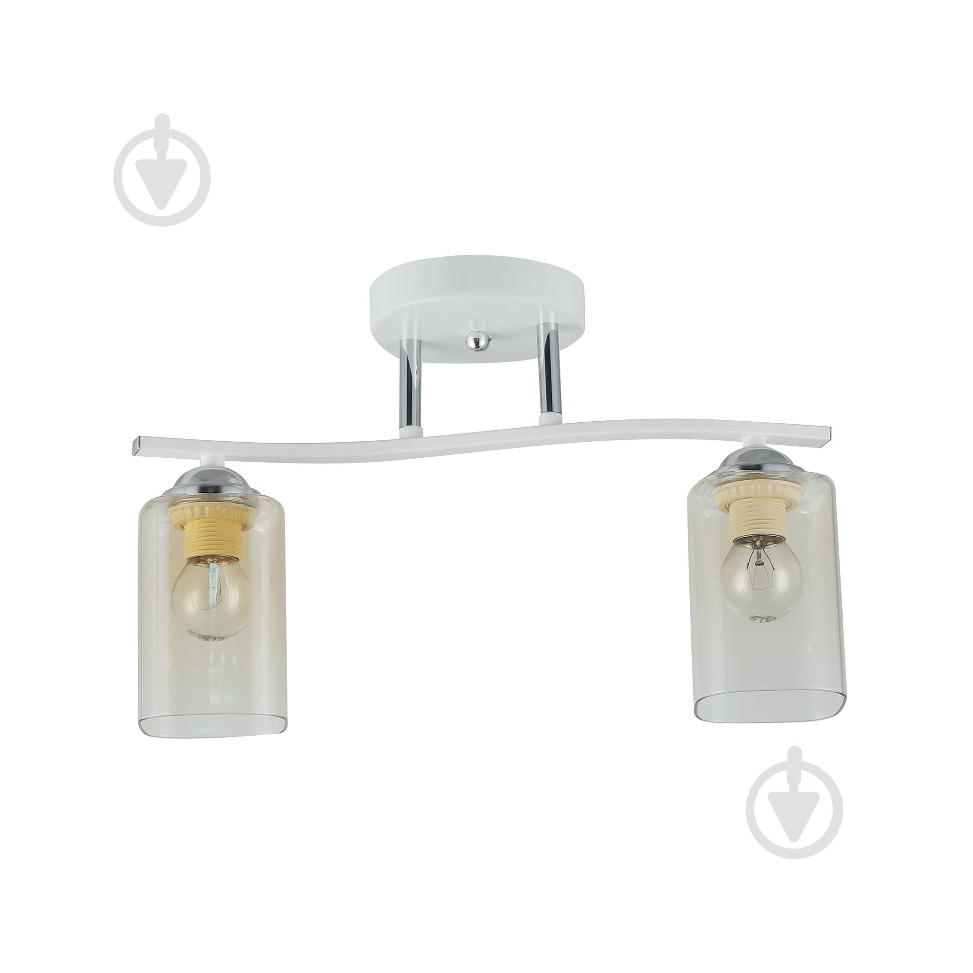 Люстра Miorro Rocco 370х120х230 мм металл/стекло 2x40 Вт E27 белый/хром 51-311-127 - фото 2