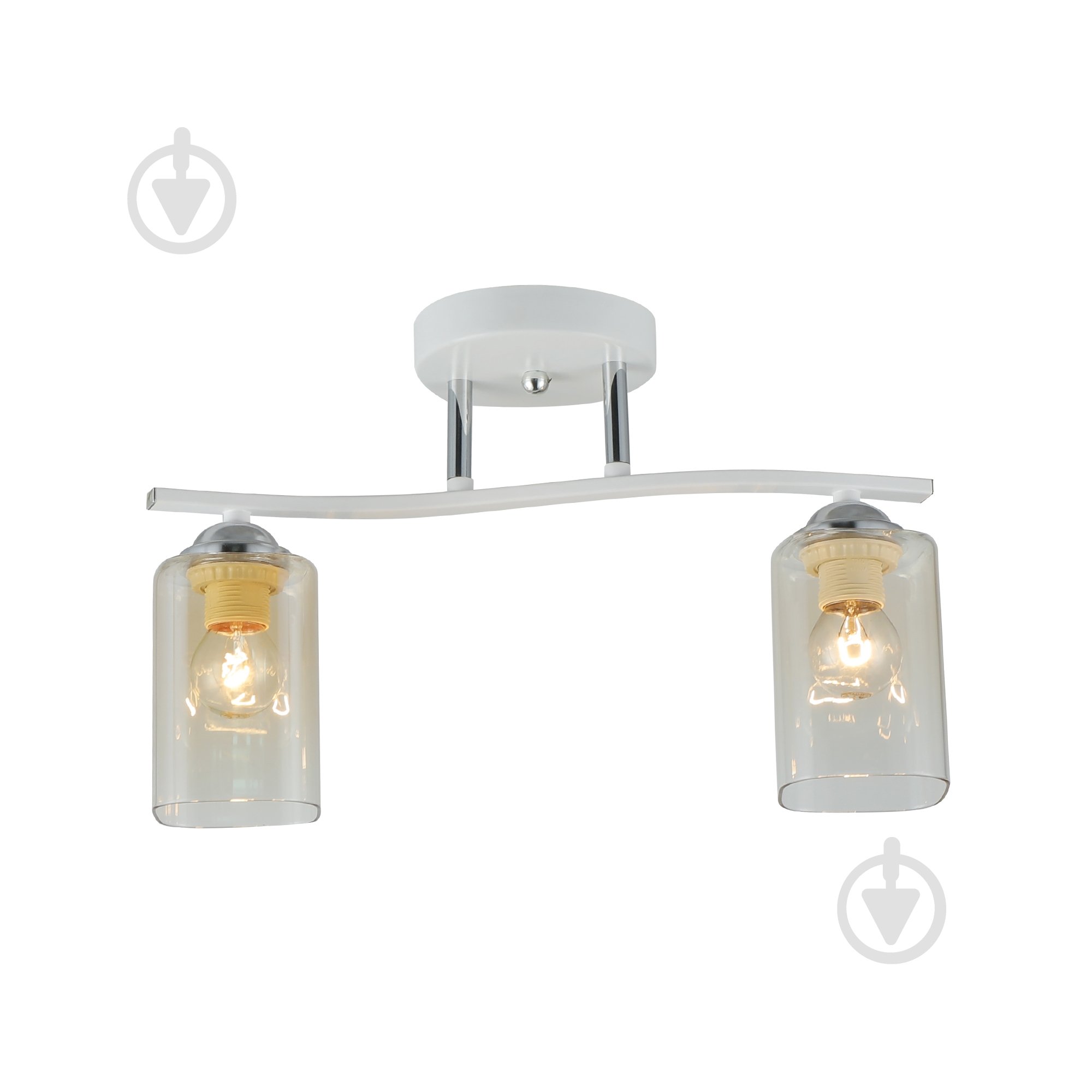 Люстра Miorro Rocco 370х120х230 мм металл/стекло 2x40 Вт E27 белый/хром 51-311-127 - фото 1