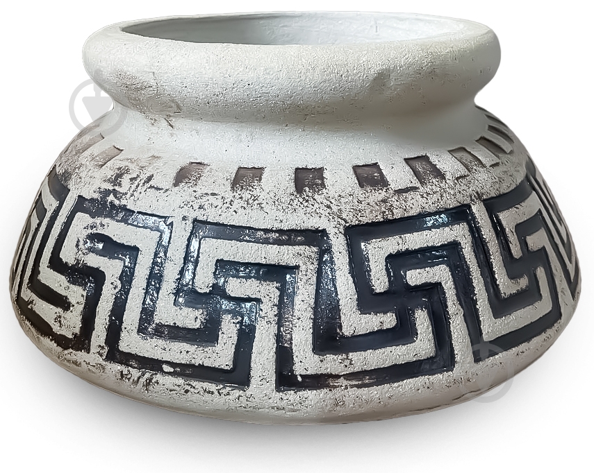 Горшок посадочный шамот Кратер круглый античный коричневый с белым 10 л Наша Кераміка - фото 1