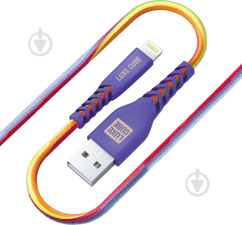 Кабель Luxe Cube Kevlar Lightning to USB веселка 1,2 м (8886668686341) - фото 1