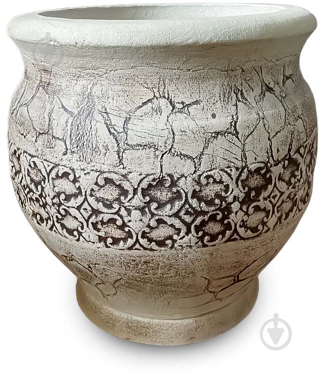 Горщик посадковий шамот Амір круглий античний коричневий із білим 28 л Наша Кераміка - фото 1