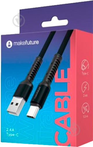 Кабель MakeFuture USB Type-C – USB 1 м чорний (MCB-CD1GR) (2.4A) Denim Grey - фото 2