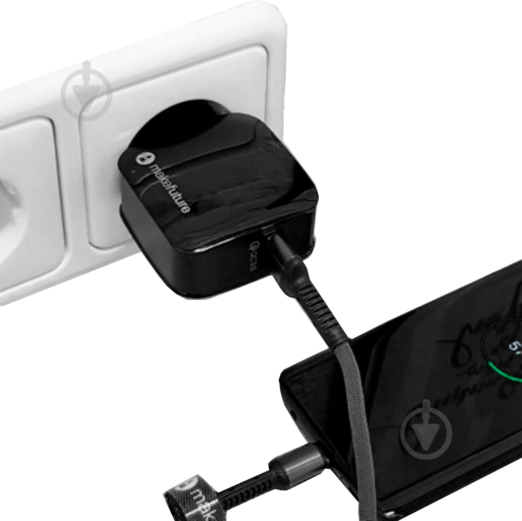 Мережевий зарядний пристрій MakeFuture 1 USB (3A) Quick Charge Black MCW-11BK - фото 2
