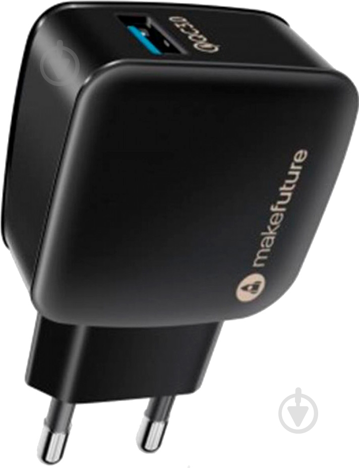 Мережевий зарядний пристрій MakeFuture 1 USB (3A) Quick Charge Black MCW-11BK - фото 1