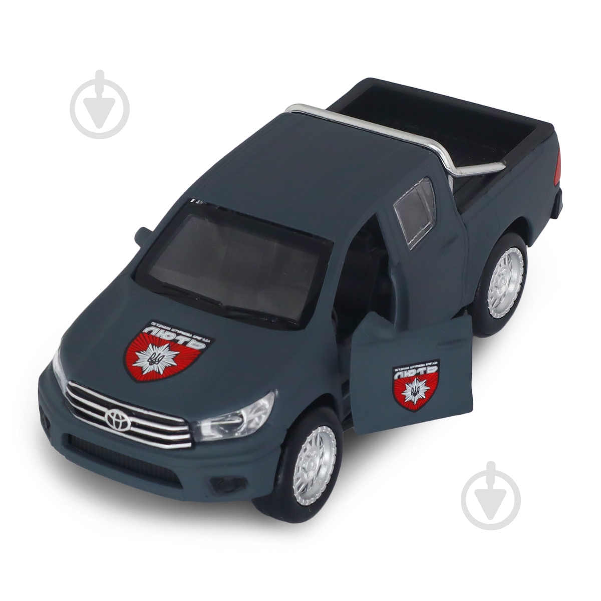 Автомодель TechnoDrive 1:32 серии "Шевроны Героев" – TOYOTA HILUX – "ОШБр НПУ "ЯРОСТЬ" KM6118F - фото 9