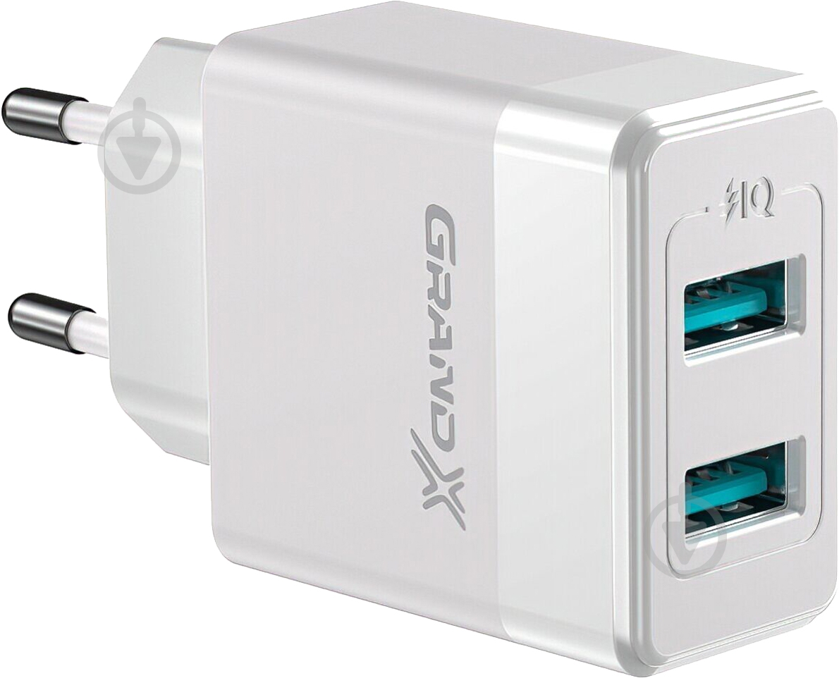 Зарядний пристрій Grand-X CH-50W 2USB 5V 2,4A White - фото 1 Зарядний пристрій Grand-X CH-50W 2USB 5V 2,4A White - фото 1