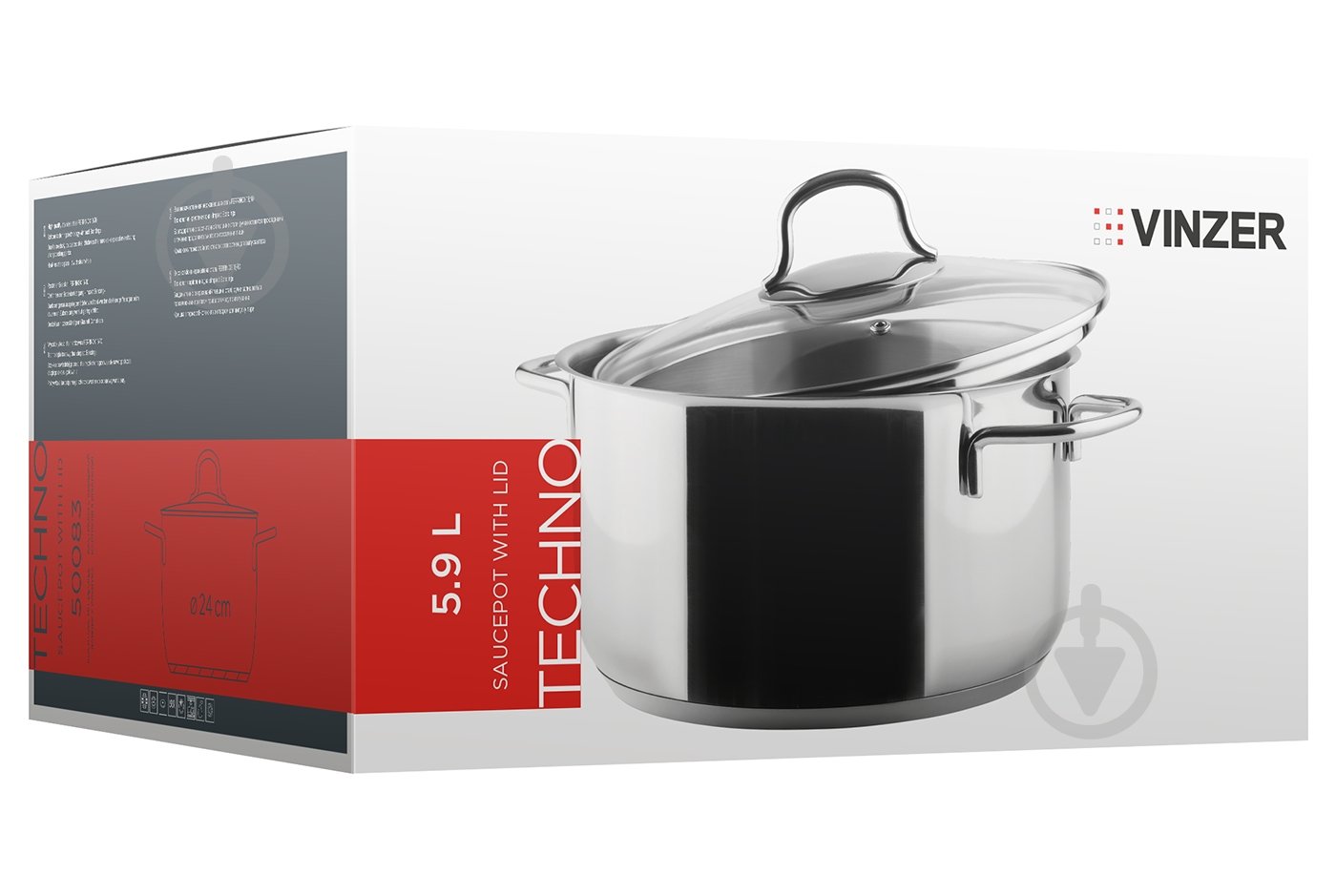 Кастрюля с крышкой Vinzer 5.9 л Techno Series 89083 - фото 3