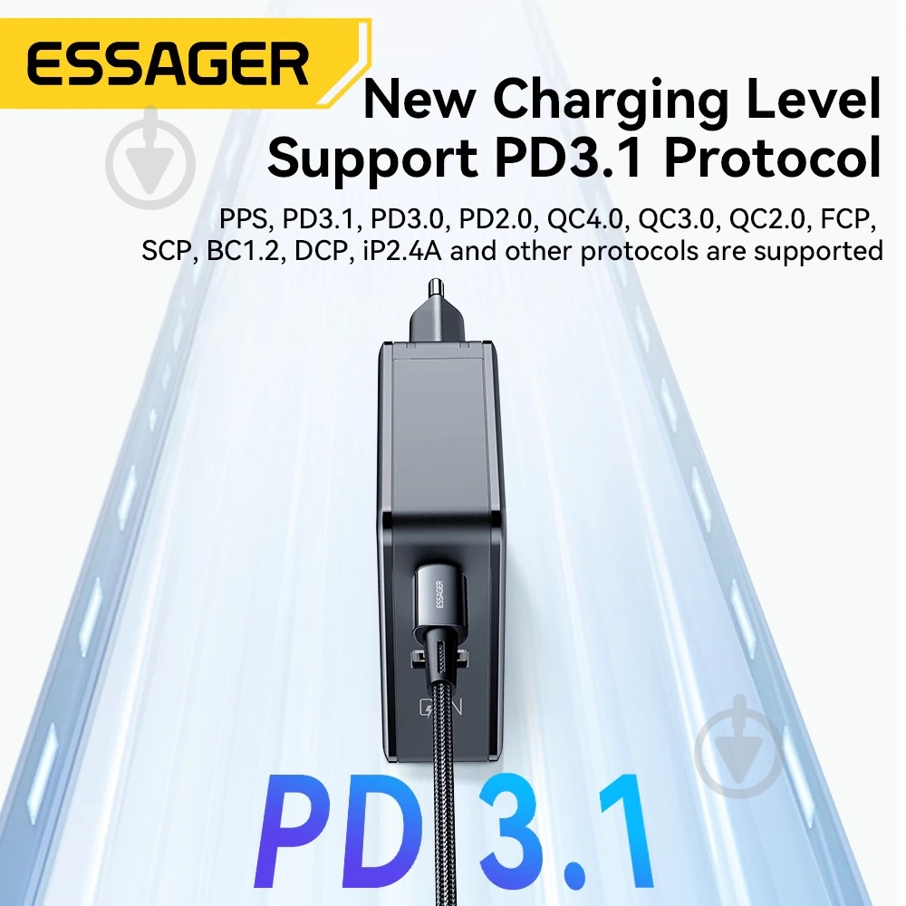 Зарядное устройство Essager Advance 140W GaN Travel Charger 2 C + USB A EU Black (ECT2CA-ZCB01-Z) - фото 5