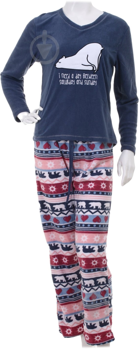 Костюм домашний женский La Nuit Home Christmas Bear р. L синий с принтом - фото 3