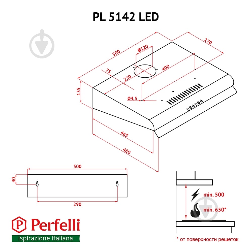 Вытяжка Perfelli PL 5142 BL LED - фото 13