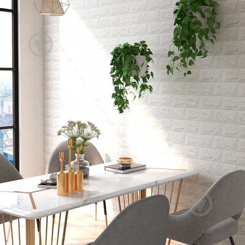 Панель самоклеющаяся Sticker Wall кирпич 700x770x5 мм белый (01-5) - фото 2