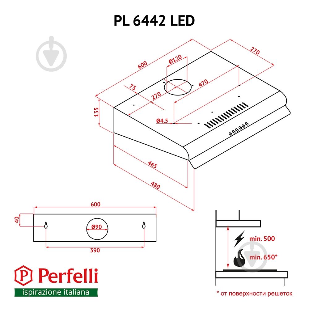 Вытяжка Perfelli PL 6442 W LED - фото 13