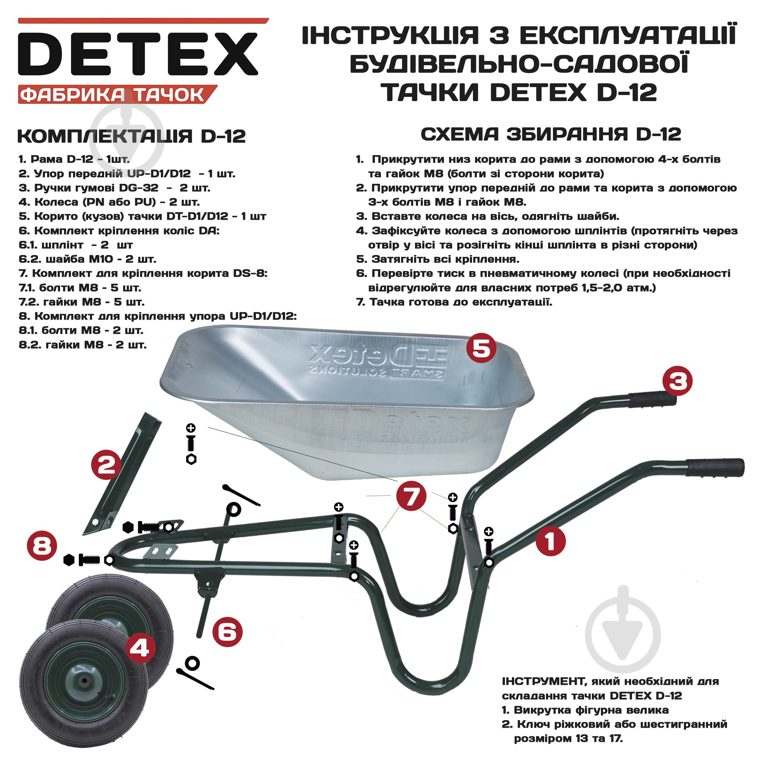 Тачка строительная DETEX D-12/1207 - фото 4