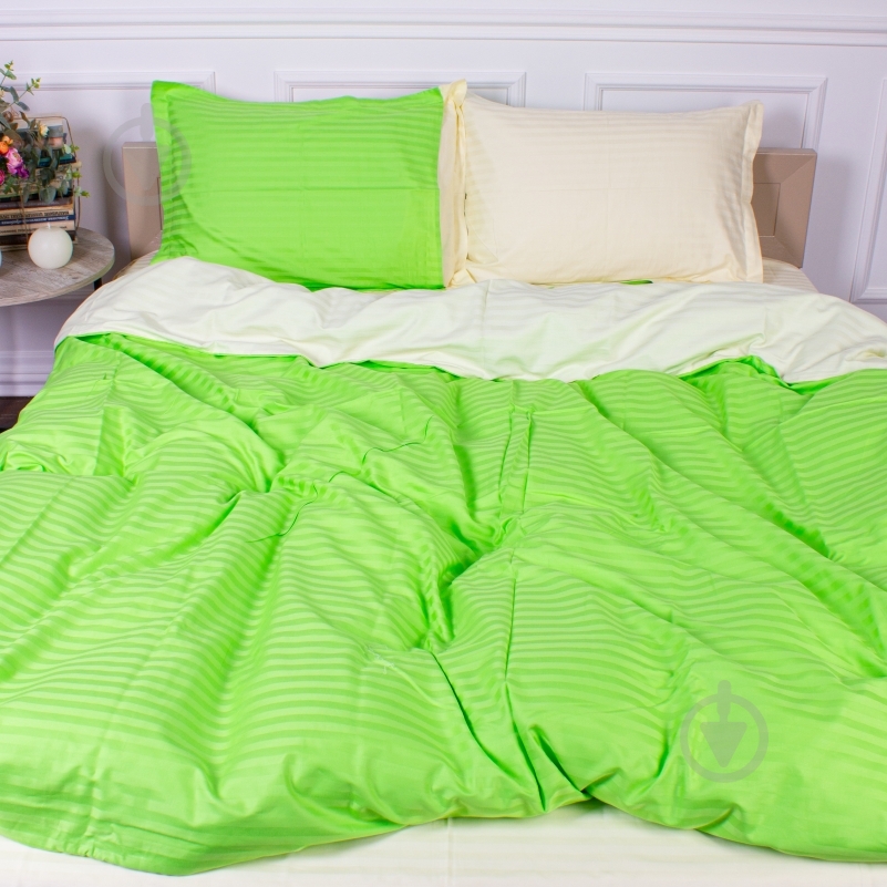 Комплект постельного белья Satin Stripe 30-0016+30-0002 Elaija 220х240 см салатовый/желтый MirSon - фото 1 Комплект постельного белья Satin Stripe 30-0016+30-0002 Elaija 220х240 см салатовый/желтый MirSon - фото 1