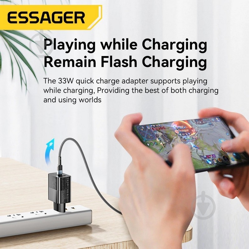Зарядний пристрій Essager Pinchen 33W Travel Phone Charger USB A + TYPE C EU Black (ECTAC-PCB01-P) - фото 5 Зарядний пристрій Essager Pinchen 33W Travel Phone Charger USB A + TYPE C EU Black (ECTAC-PCB01-P) - фото 5