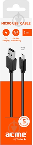Кабель Acme USB – microUSB 2 м черный (4770070879047) CB1012 - фото 3