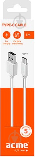Кабель Acme USB Type-C – USB 1 м белый (4770070879153) CB1041W - фото 3 Кабель Acme USB Type-C – USB 1 м белый (4770070879153) CB1041W - фото 3