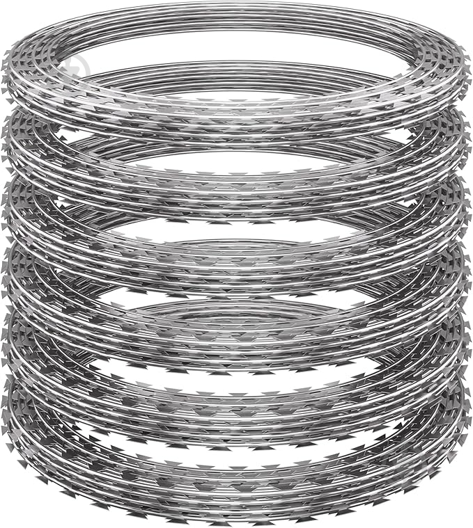 Проволока колючая спиральная 450/3 (100 витков) 2,5 мм.,17-23м., 12 кг. белый цинк - фото 1