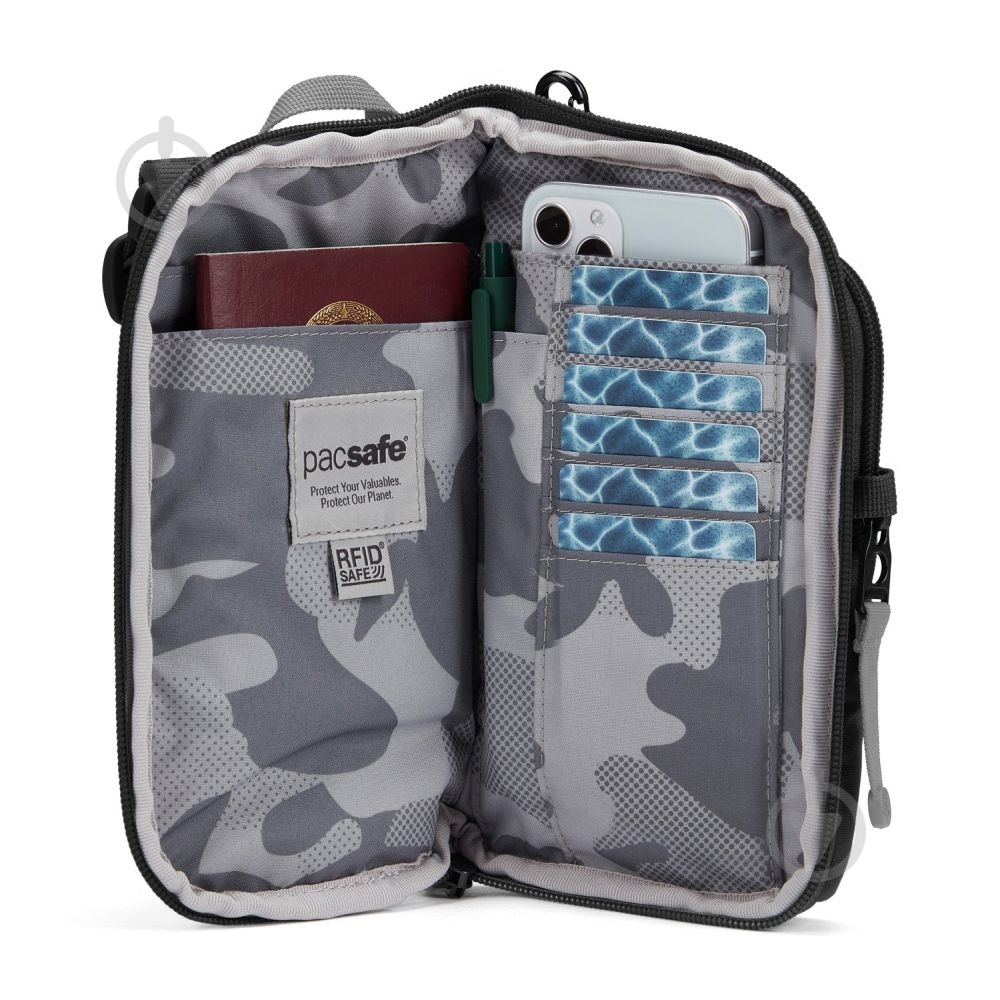 Сумка через плече Pacsafe GO Tech Crossbody 0,2 л чорний - фото 3