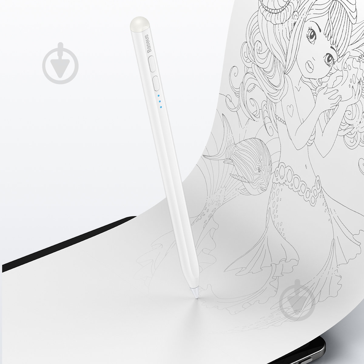 Стилус BASEUS Smooth Writing with LED Indicators + Active tip + Cable Type-C 3A 0.3 м White (SXBC000202) - фото 9 Стилус BASEUS Smooth Writing with LED Indicators + Active tip + Cable Type-C 3A 0.3 м White (SXBC000202) - фото 9