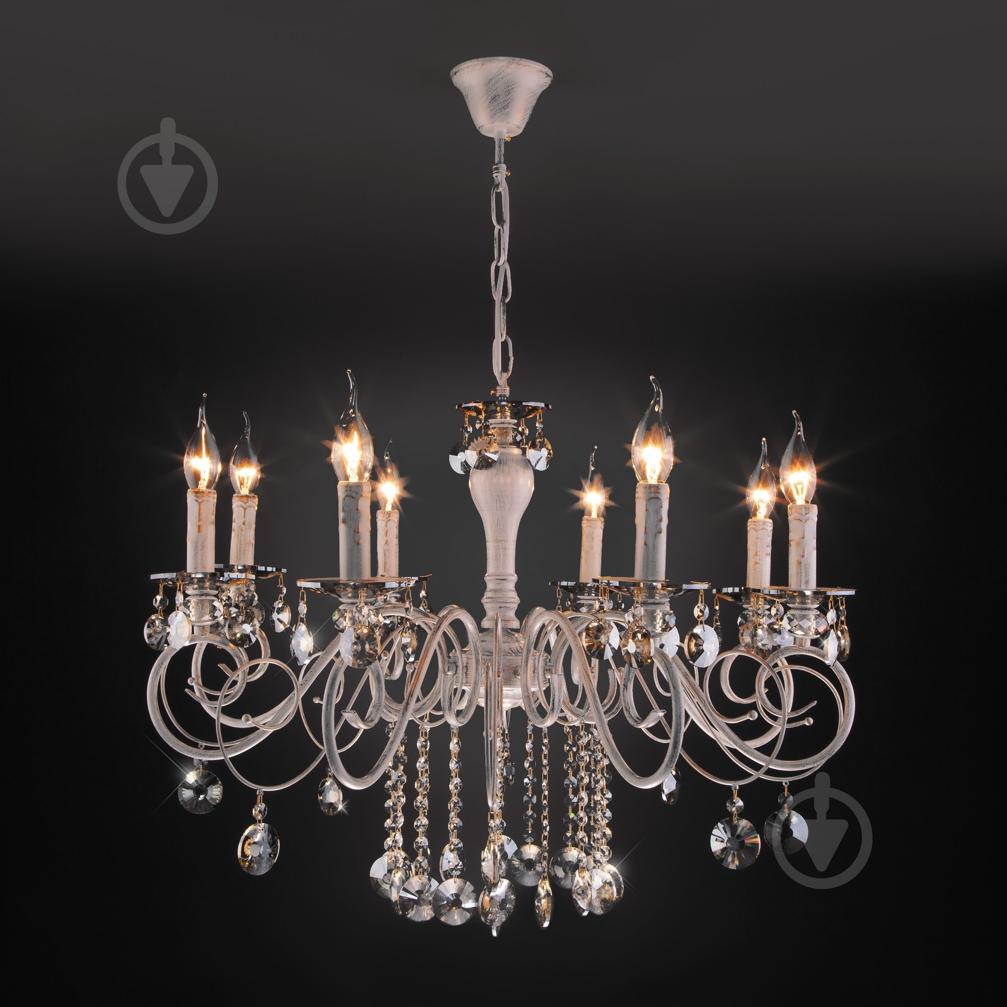 Люстра подвесная Strotskis Ravenna 8x60 Вт E14 белый/золото 10104/8 - фото 5 Люстра подвесная Strotskis Ravenna 8x60 Вт E14 белый/золото 10104/8 - фото 5