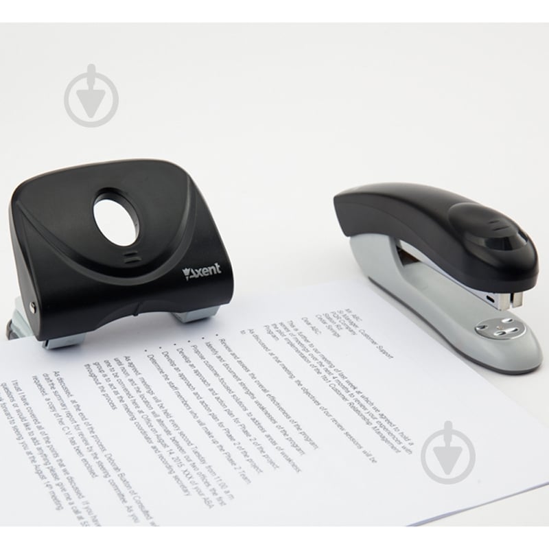 Дырокол Welle-2 с пластиковым верхом 20 листов черный Axent - фото 5