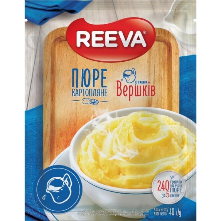 Пюре картофельное REEVA со вкусом сливок 40 г 40 г - фото 1 Пюре картофельное REEVA со вкусом сливок 40 г 40 г - фото 1