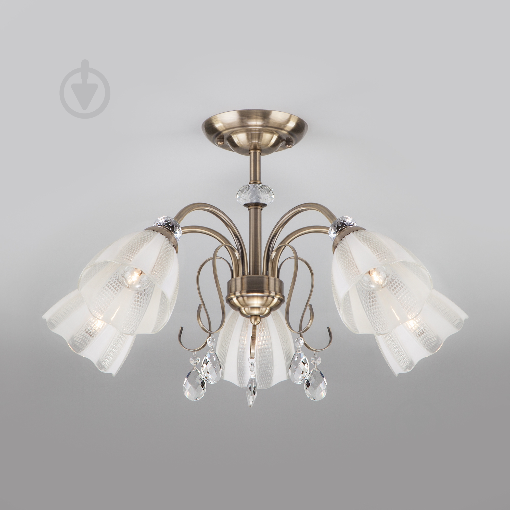 Люстра потолочная Strotskis Floranse 5x60 Вт E27 бронза/белый 30155/5 - фото 1