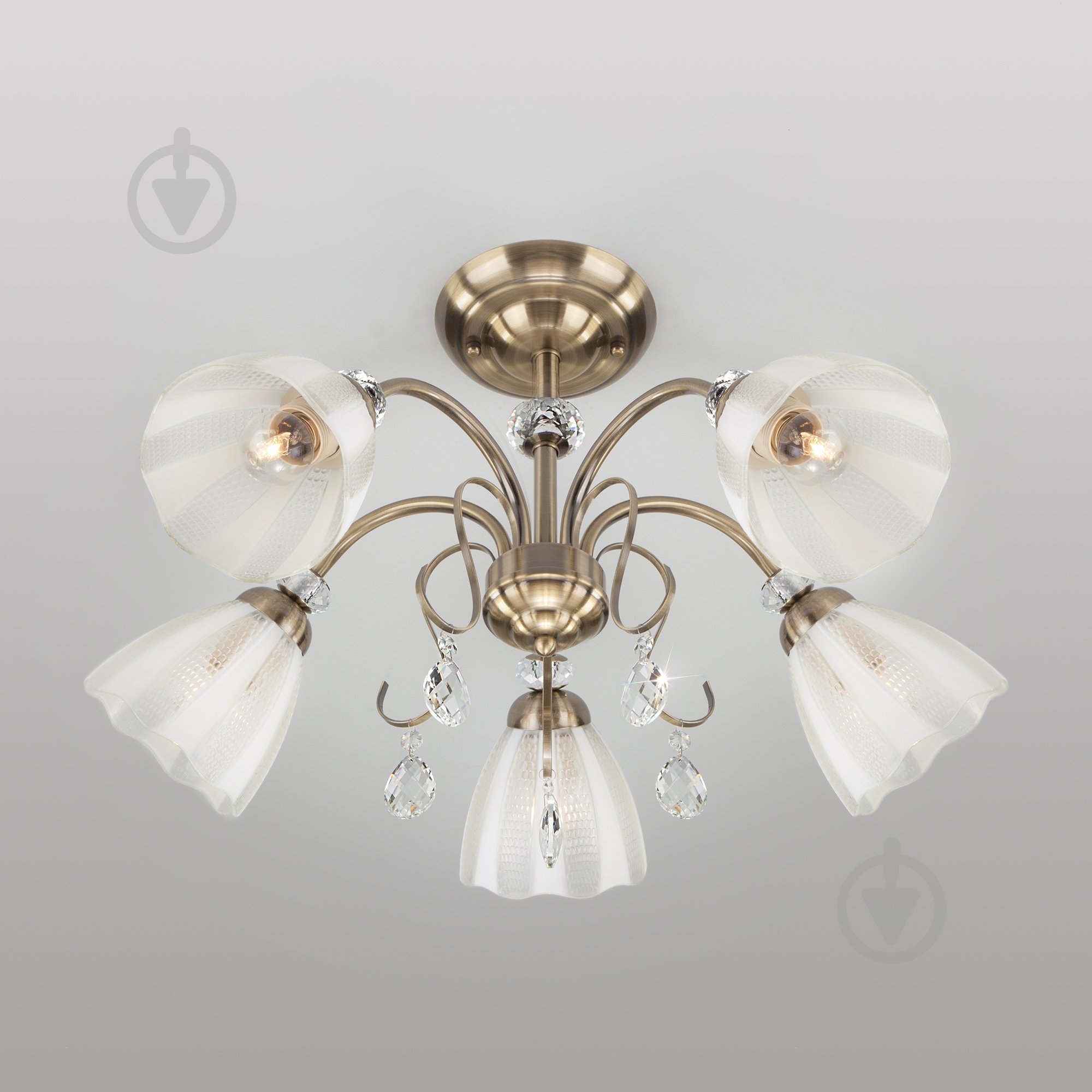 Люстра потолочная Strotskis Floranse 5x60 Вт E27 бронза/белый 30155/5 - фото 2