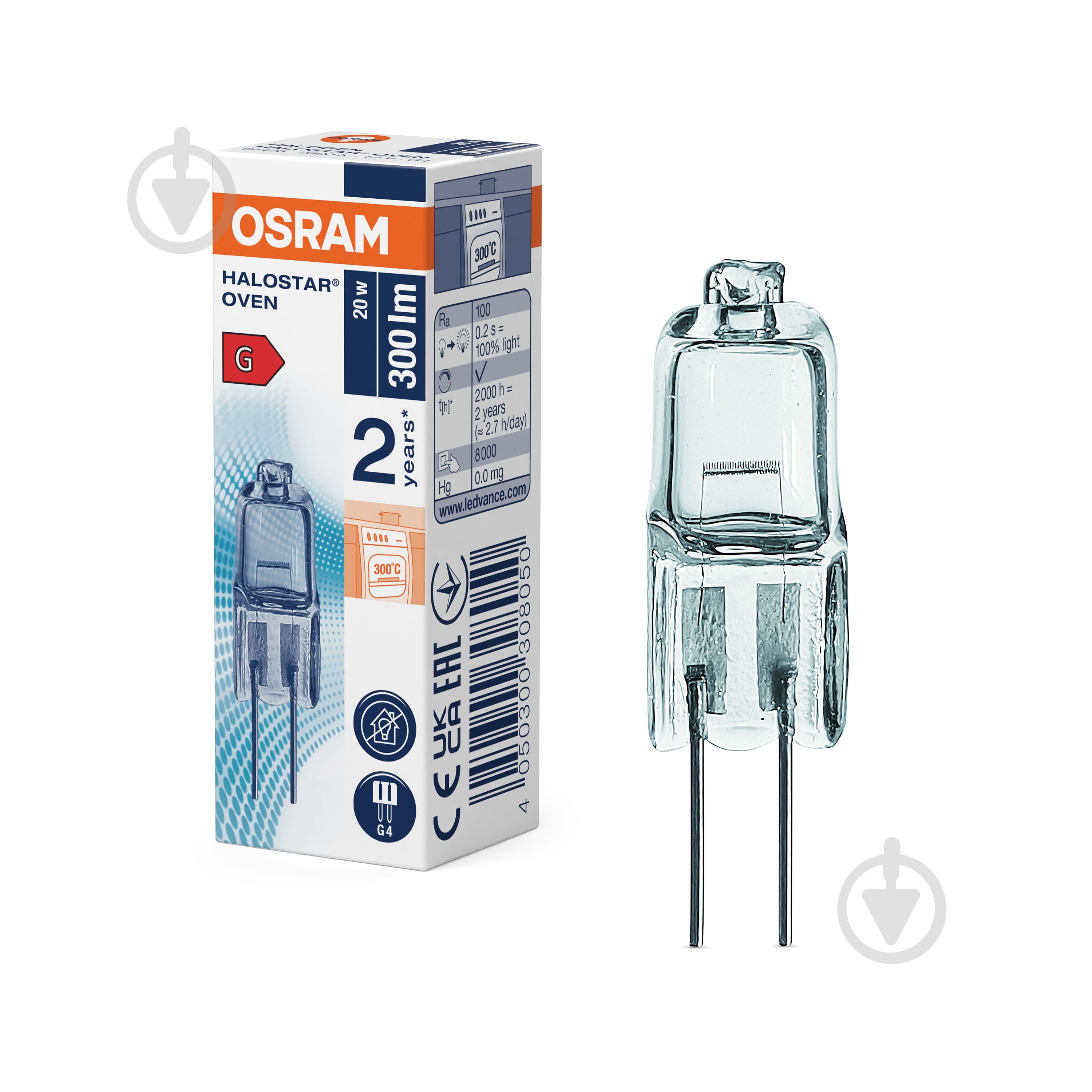 ᐉ Лампа галогенна Osram HALOSTAR OVEN 20 Вт G4 12 В прозора