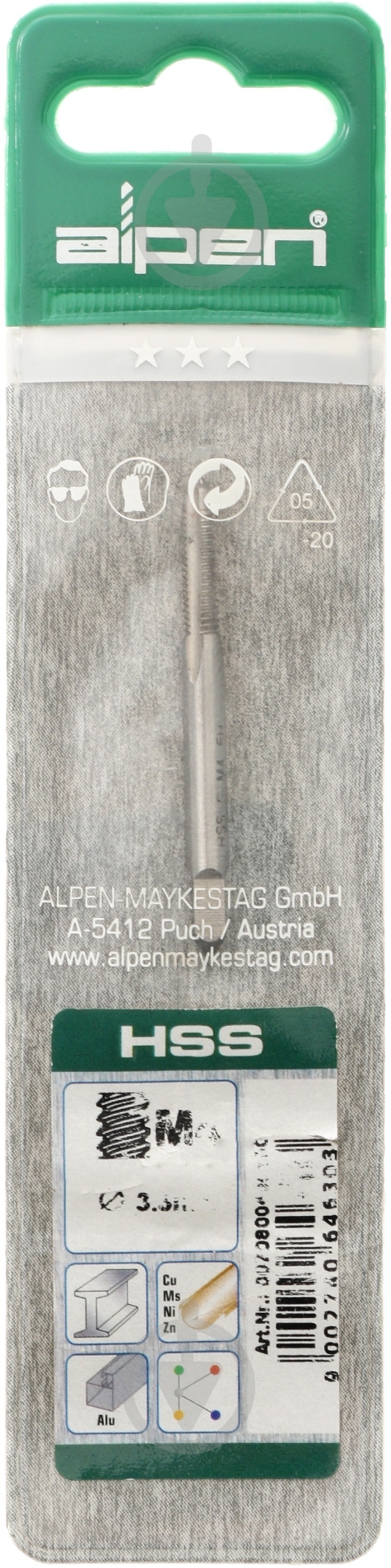 Метчик ручной M4  Alpen PLT 70800400100 - фото 2