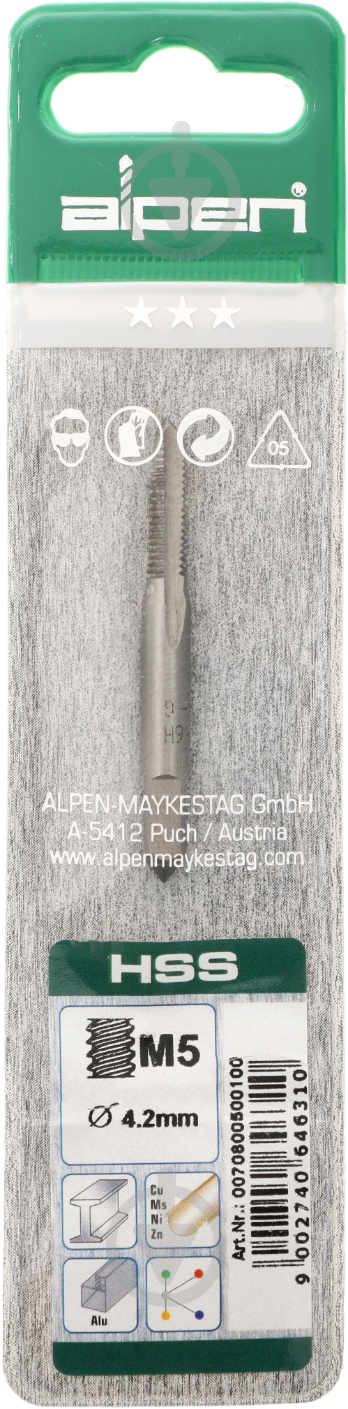 Метчик ручной M5  Alpen PLT 70800500100 - фото 2