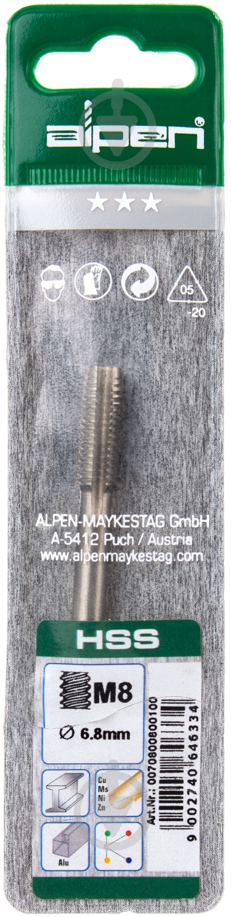 Метчик ручной M8  Alpen PLT 70800800100 - фото 5