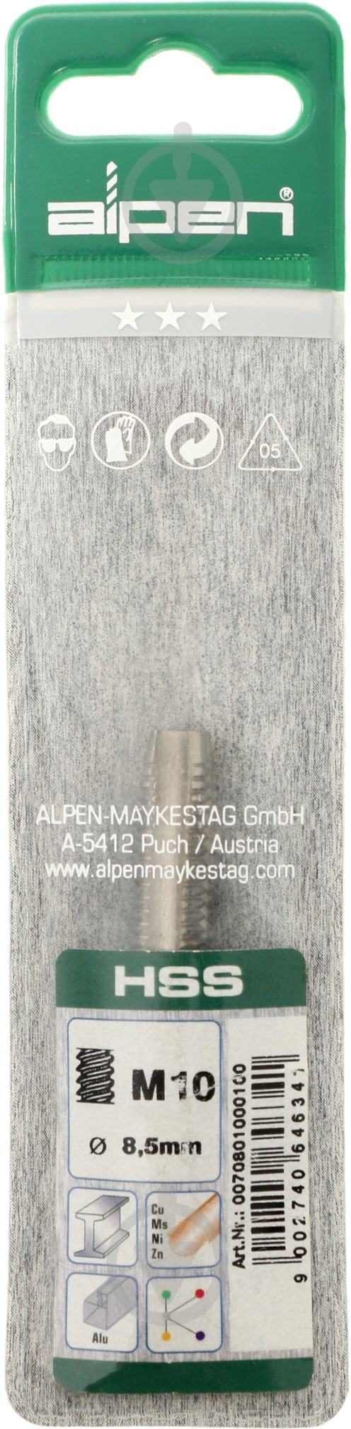 Метчик ручной M10  Alpen PLT 70801000100 - фото 2