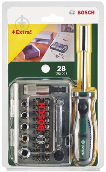 Набор бит и торцевых головок Bosch с ключом-трещоткой и ручной отверткой 28 шт. 2607017331 - фото 3 Набор бит и торцевых головок Bosch с ключом-трещоткой и ручной отверткой 28 шт. 2607017331 - фото 3