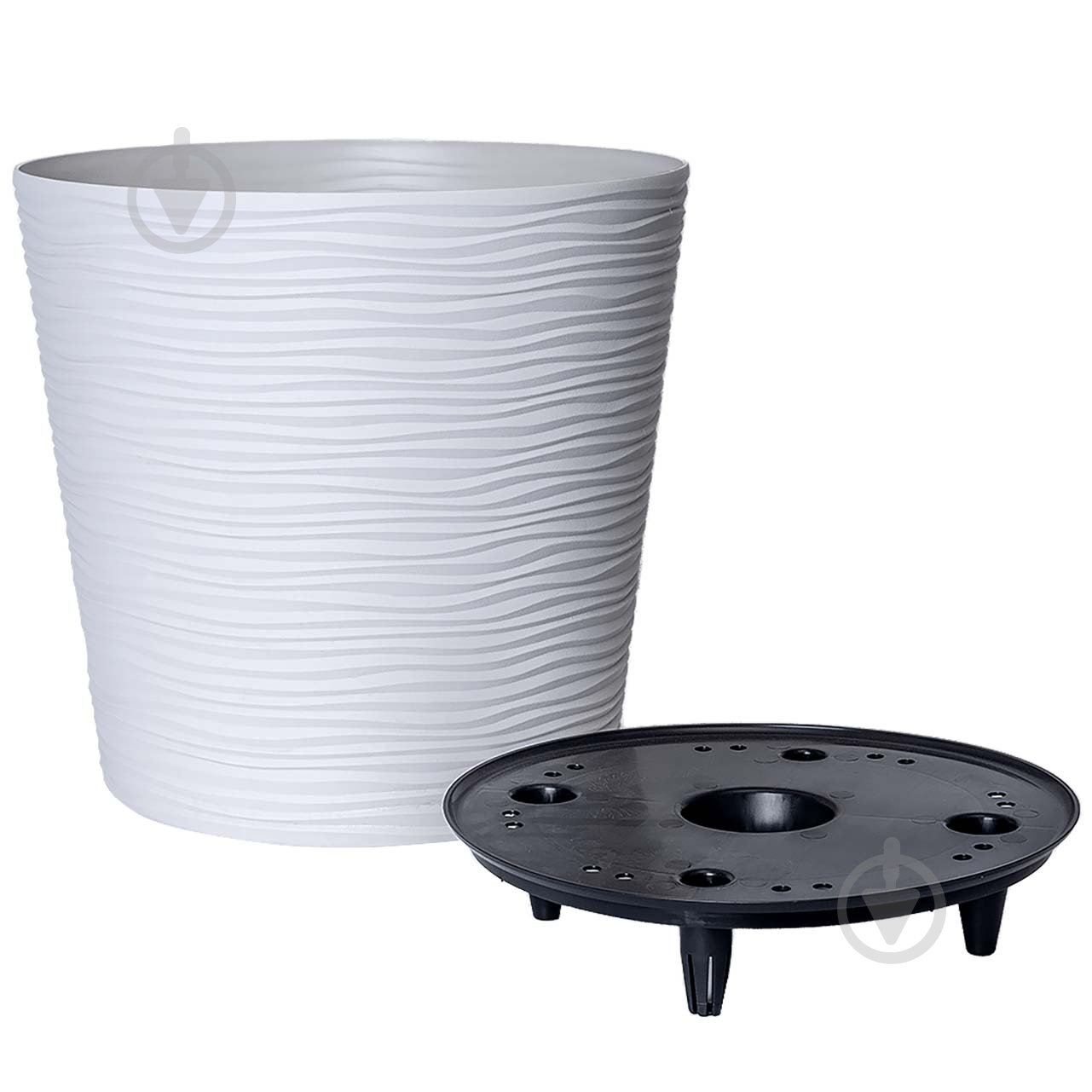 Вазон пластик Ф'южн круглий біла роза 22 л Алеана (127074) - фото 1