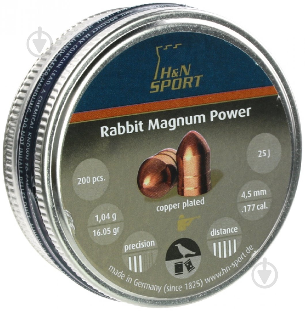 Пули пневматические H&N RABBIT MAGNUM POWER 177/4,5 ММ 1.04Г 200 ШТ. - фото 1