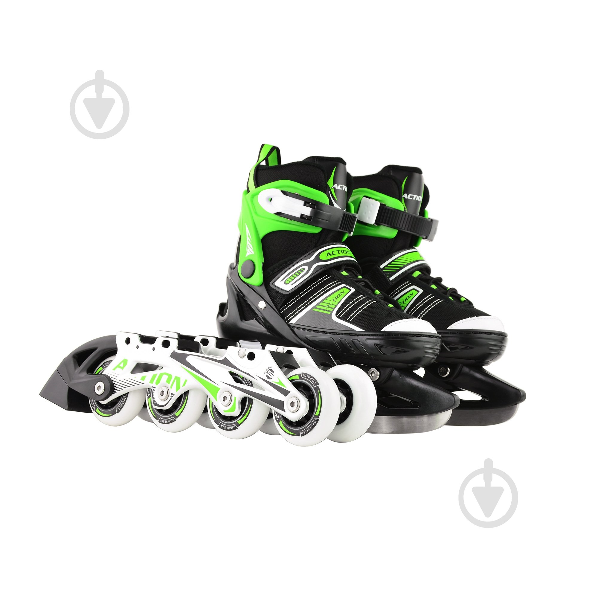 Роликовые коньки 2 в 1 Action 153B5/2IN1/GR33-36 р. 33-36 зеленый - фото 2