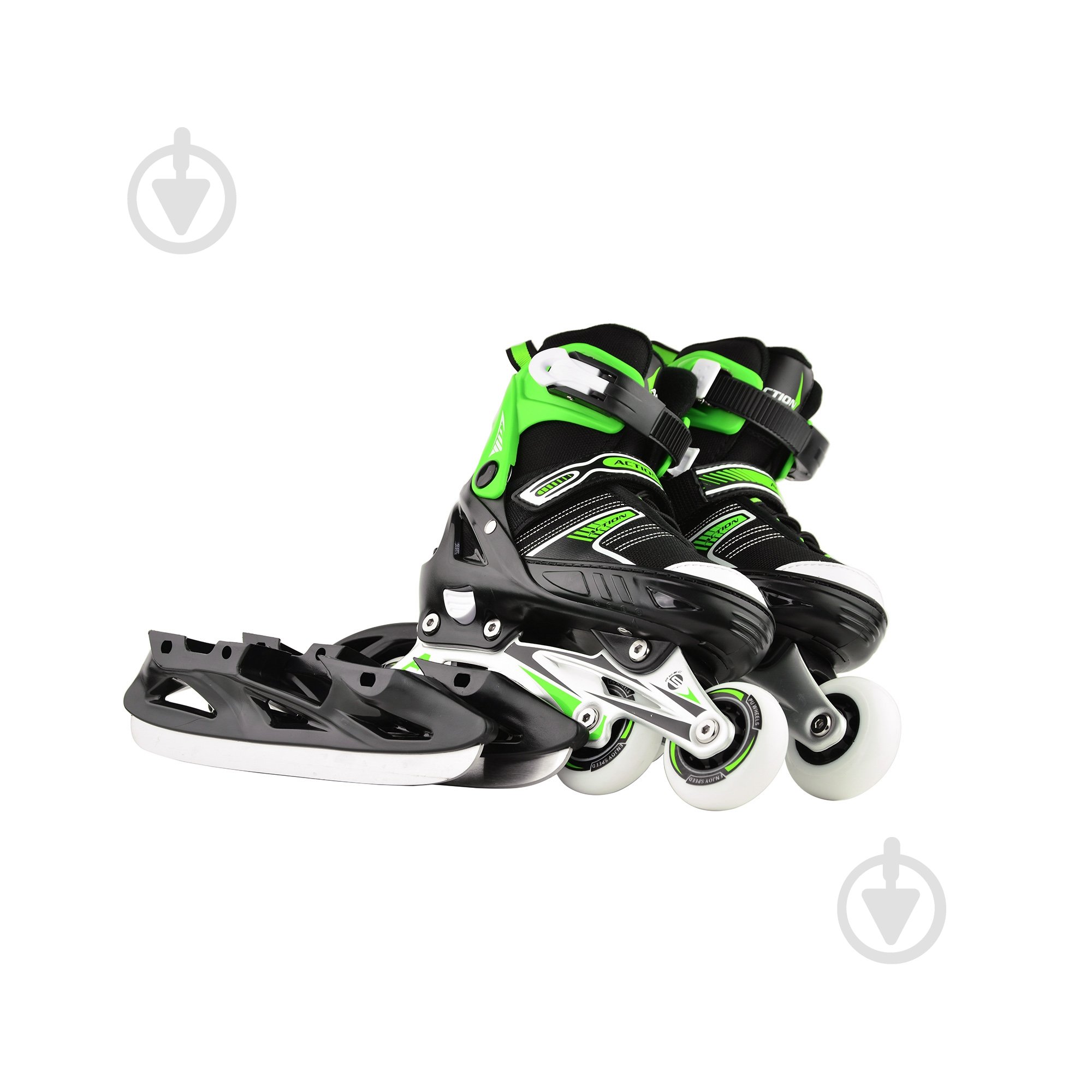 Роликовые коньки 2 в 1 Action 153B5/2IN1/GR33-36 р. 33-36 зеленый - фото 1